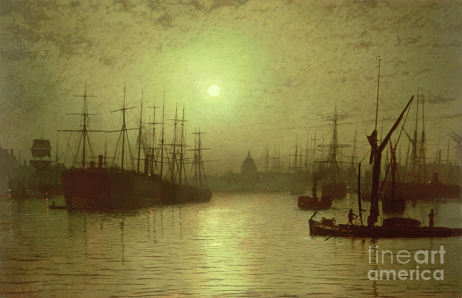 Nightfall Down The Thames, 1880 Painting by John Atkinson Grimshaw