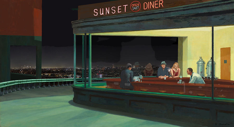 painting nighthawks at the diner