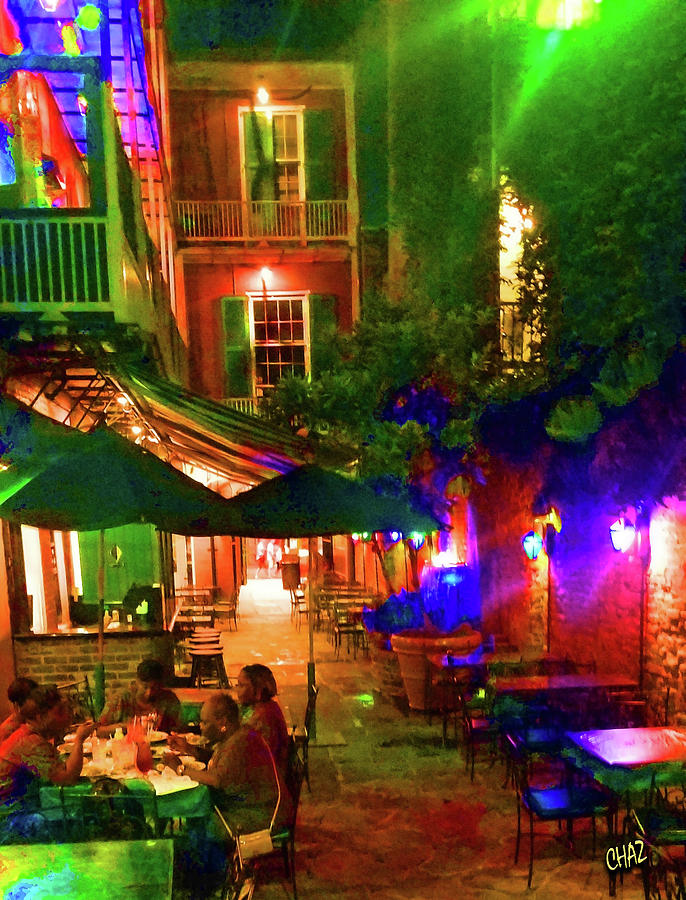 Nightime in a courtyard cafe Photograph by CHAZ Daugherty