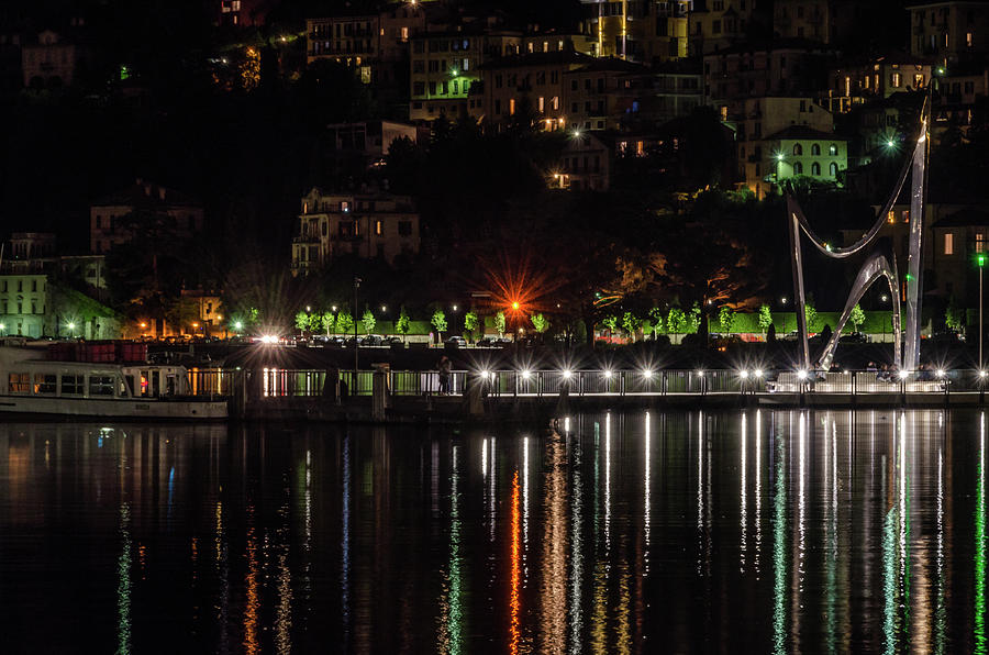 Nightlights of Lake Como Photograph by Douglas Wielfaert
