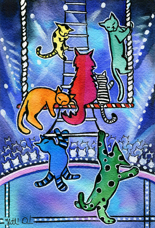 Cat Painting - Nights At The Circus by Dora Hathazi Mendes