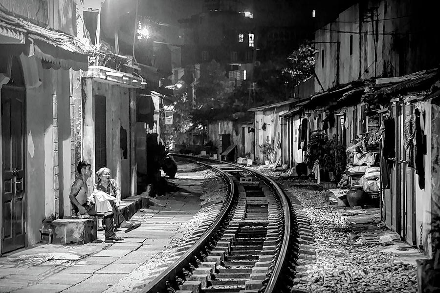Nights in Hanoi Black White  Photograph by Chuck Kuhn