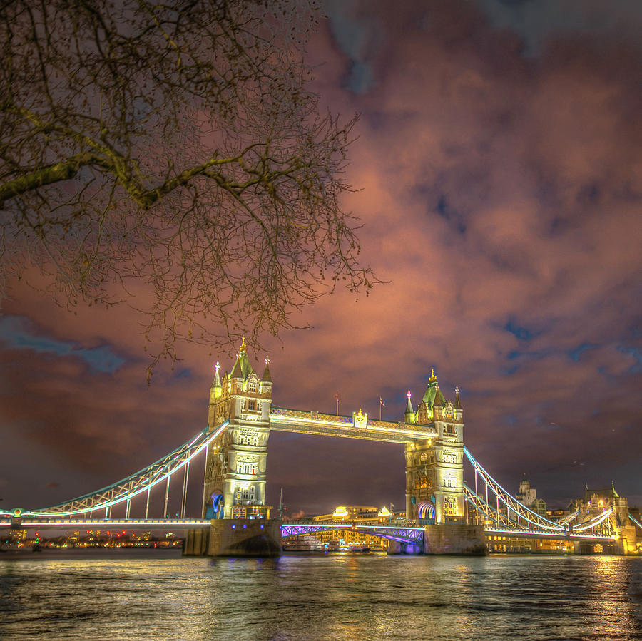 Nighttime Bridge Photograph by Laura Hedien