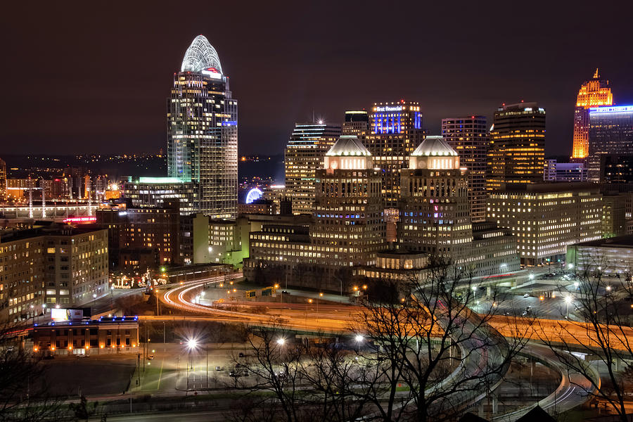 Cincinnati Photograph - Nighttime in Cincinnati, Ohio by Ina Kratzsch