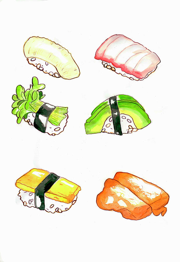 Nigiri Sushi illustration Photograph by Meshugga Illustration