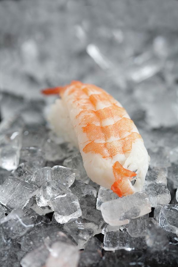 Nigiri Sushi With A Prawn On Ice Photograph by Martina Schindler