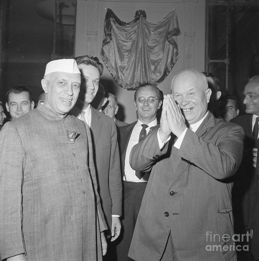 Nikita Khrushchev With Jawarhalal Nehru Photograph by Bettmann