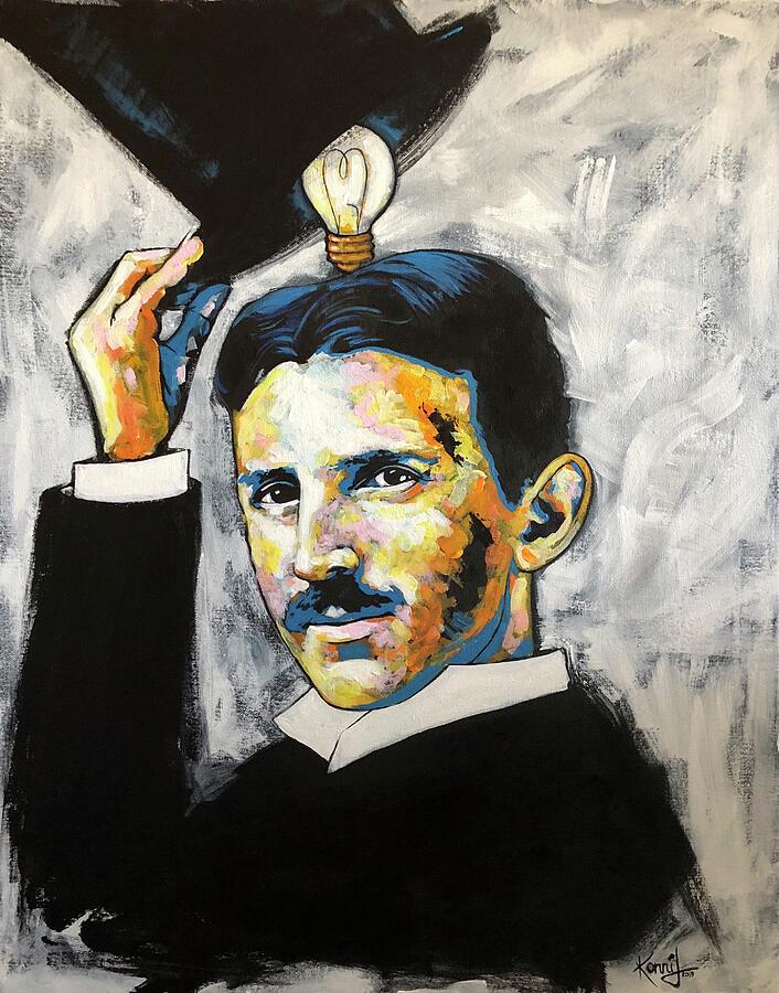 Nikola Tesla Painting by Konni Jensen