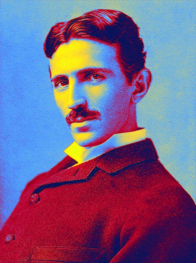 Nikola Tesla Neon art by Ahmet Asar Painting by Celestial Images - Fine ...