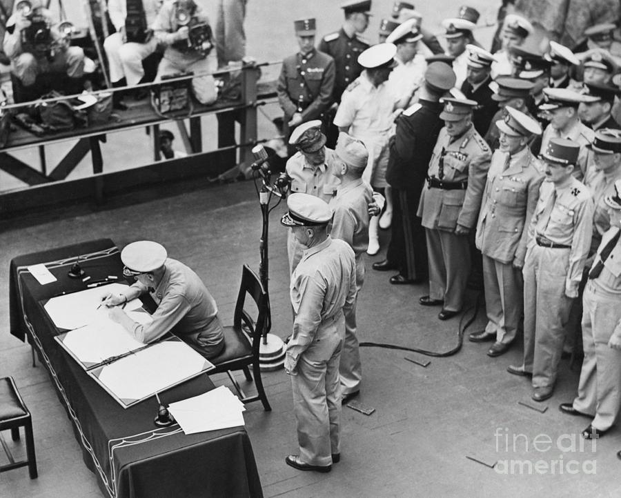 Nimitz Signing Treaty With Japan Photograph by Bettmann Nimitz Signing Treaty With Japan Photograph by Bettmann