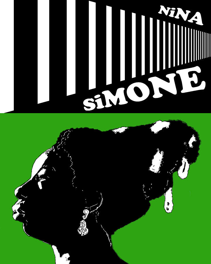 Nina Simone Digital Art - Nina Simone  - Green by Regina Wyatt