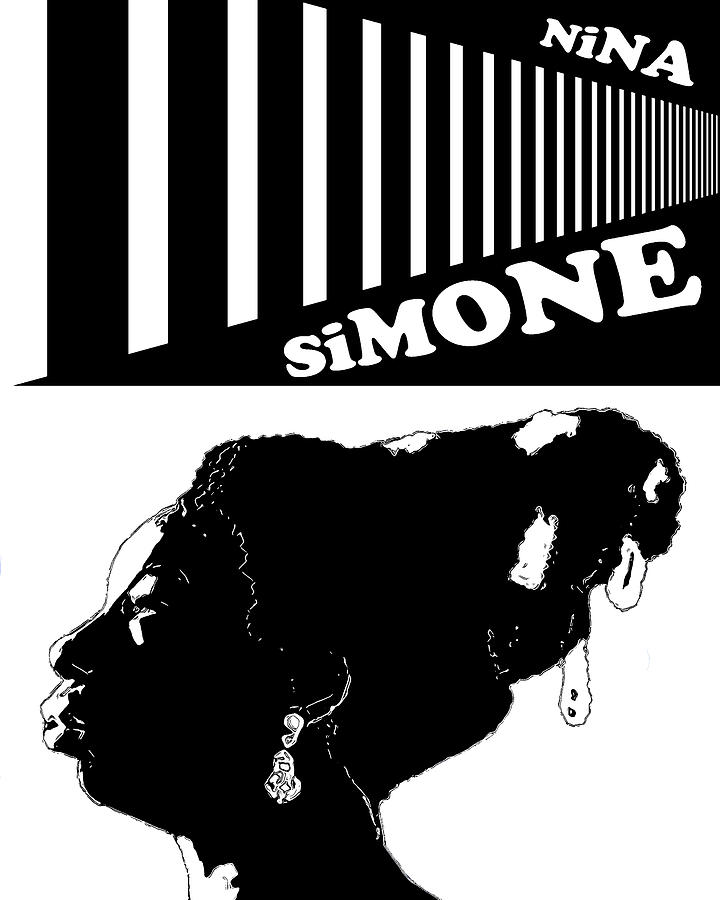 Nina Simone - White Digital Art by Regina Wyatt