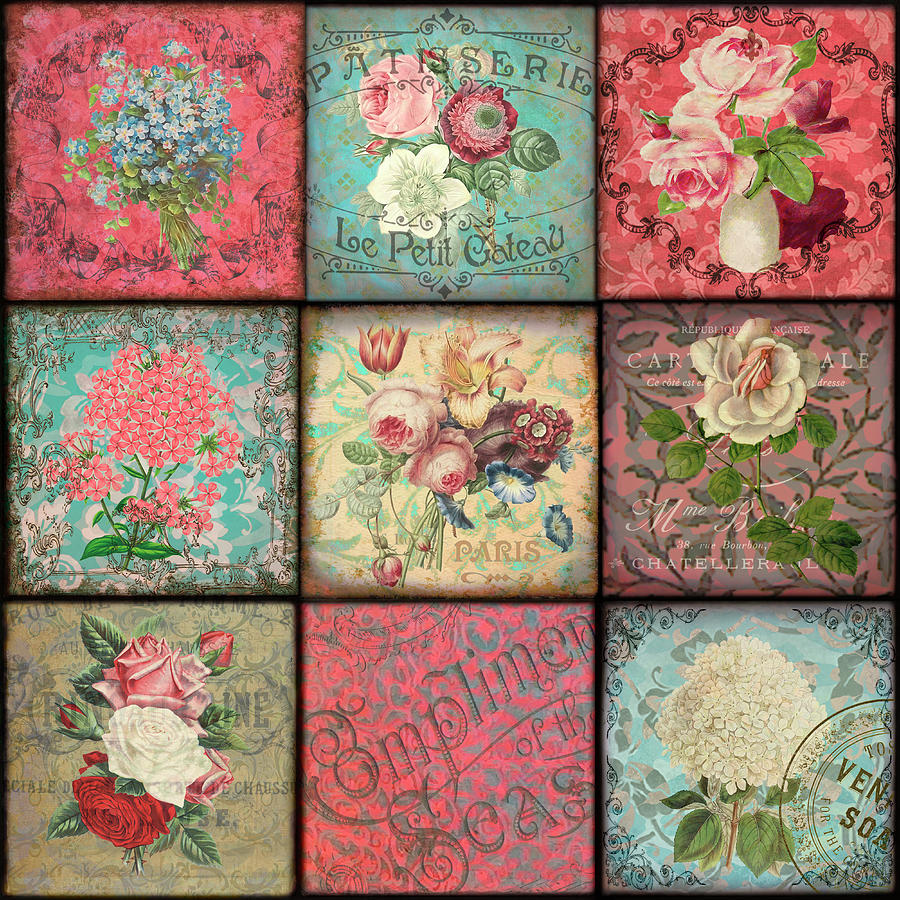 Vintage Photograph - Nine Flower Patches by Cora Niele