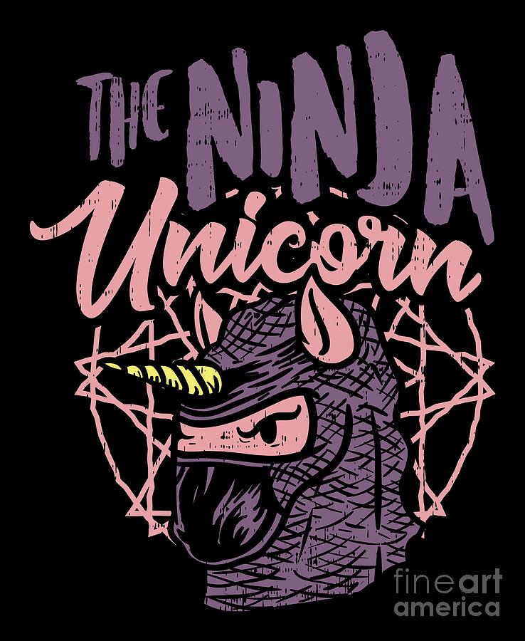 Unicorn Digital Art - Ninja Unicorn Martial Arts Horse by Mister Tee