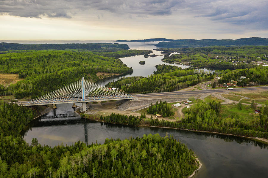 Nipigon River Bridge Overlooking Nipigon Bay During Sunrise Photograph