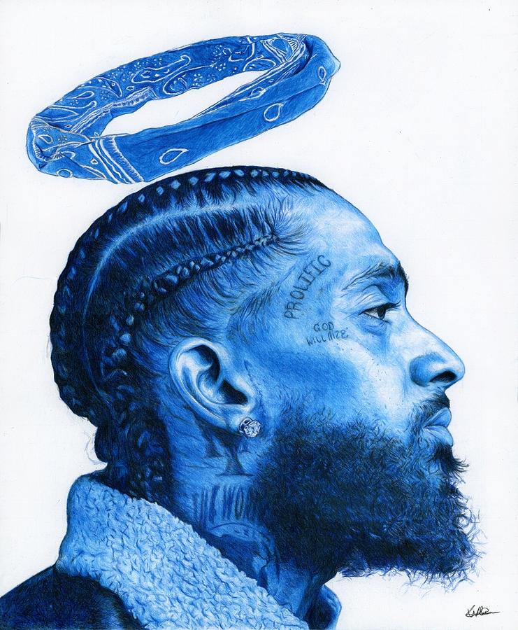 Nipsey Hussle Tha Great Drawing by Andre Walker