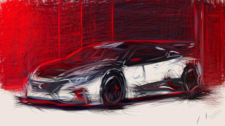 Nissan Leaf RC Drawing Digital Art by CarsToon Concept