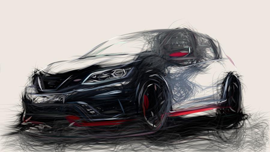 Nissan Pulsar Drawing Digital Art by CarsToon Concept