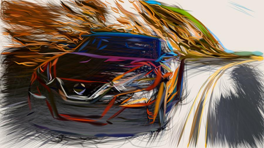 Nissan Sport Sedan Drawing Digital Art by CarsToon Concept