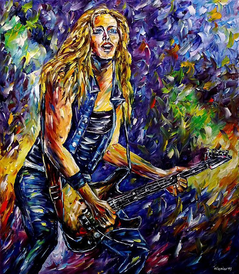Rock Guitarist Painting by Mirek Kuzniar