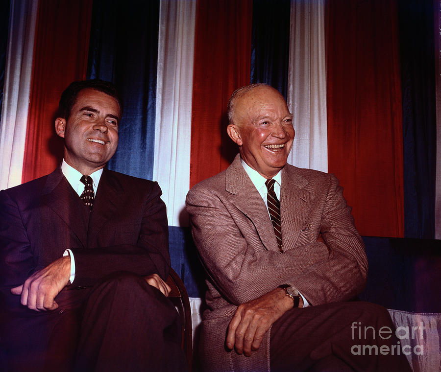 Nixon And Eisenhower Having Photograph by Bettmann