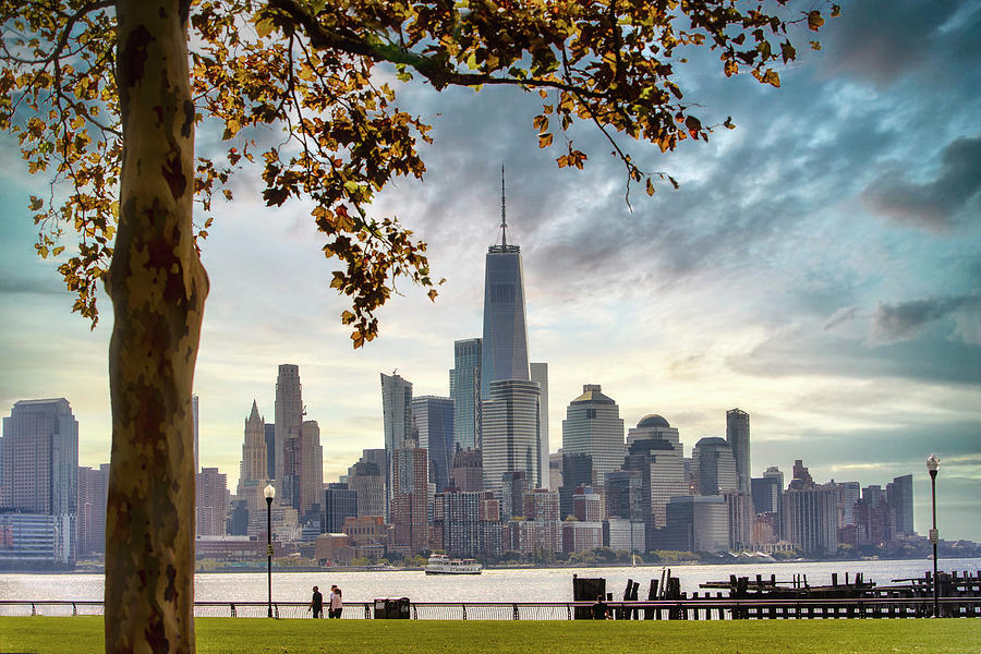 Nj, Views Of Lower Manhattan From Hoboken Waterfront, Pier A Digital Art by Lumiere