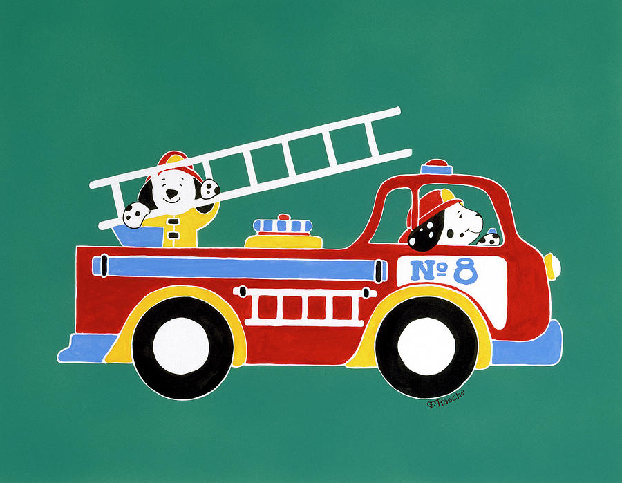 No. 8 Fire Truck Painting by Shelly Rasche