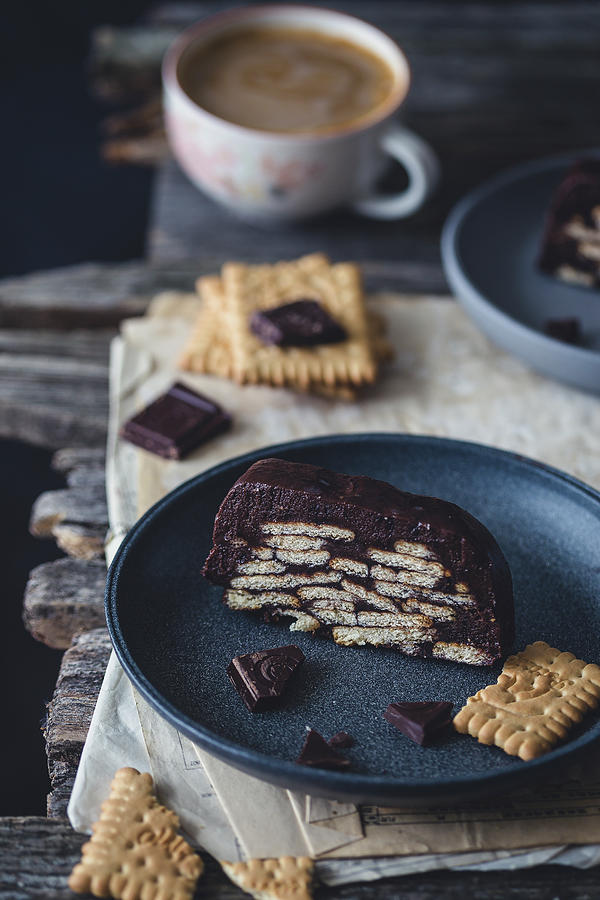 No Bake Chocolate And Biscuits Log Cake Photograph by Malgorzata Laniak