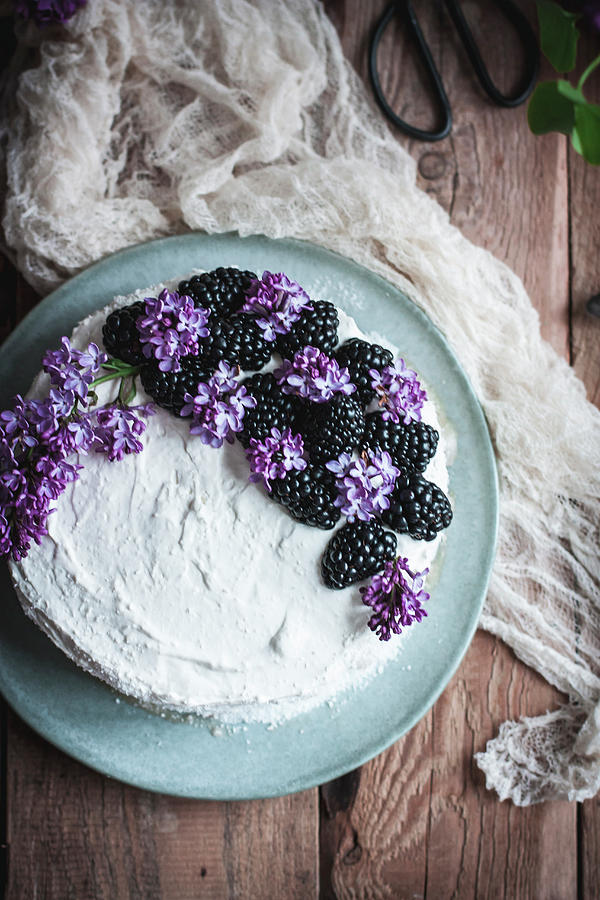 No-bake Coconut And Blackberry Cake vegan And Glutenfree Photograph by Cau De Sucre