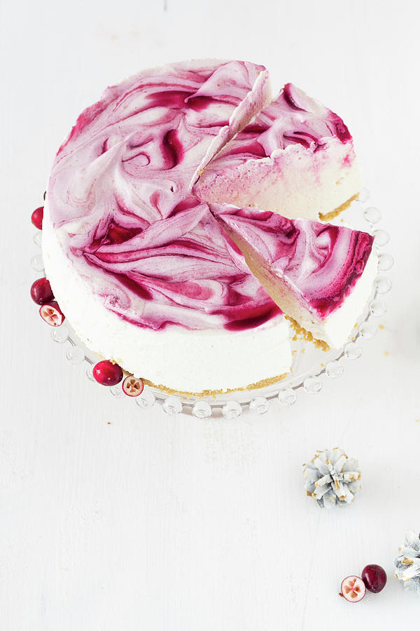 No-bake Cranberry Cake, Sliced Photograph by Maria Panzer
