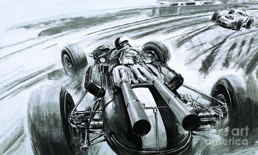 Car Painting - No Briton Had Won The Indianapolis 500 Until Jim Clark In His Lotus Ford by Graham Coton