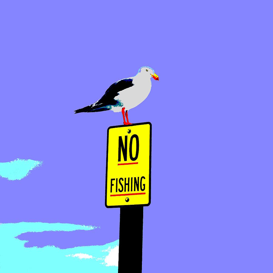 No Fishing - Blue Photograph by Lexa Harpell