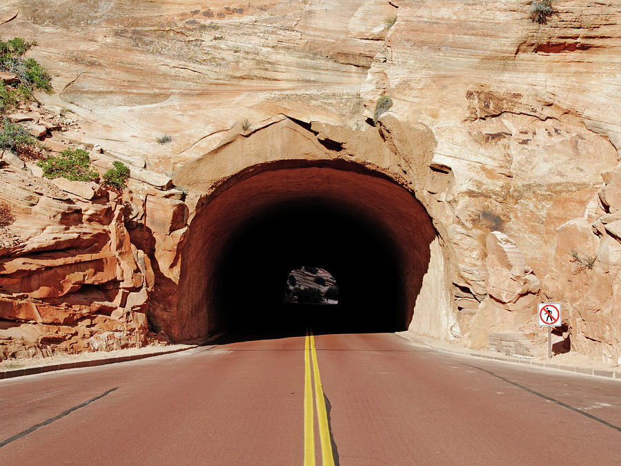 No Pedestrians -- Tunnel Entrance in Zion National Park, Utah Photograph by Darin Volpe