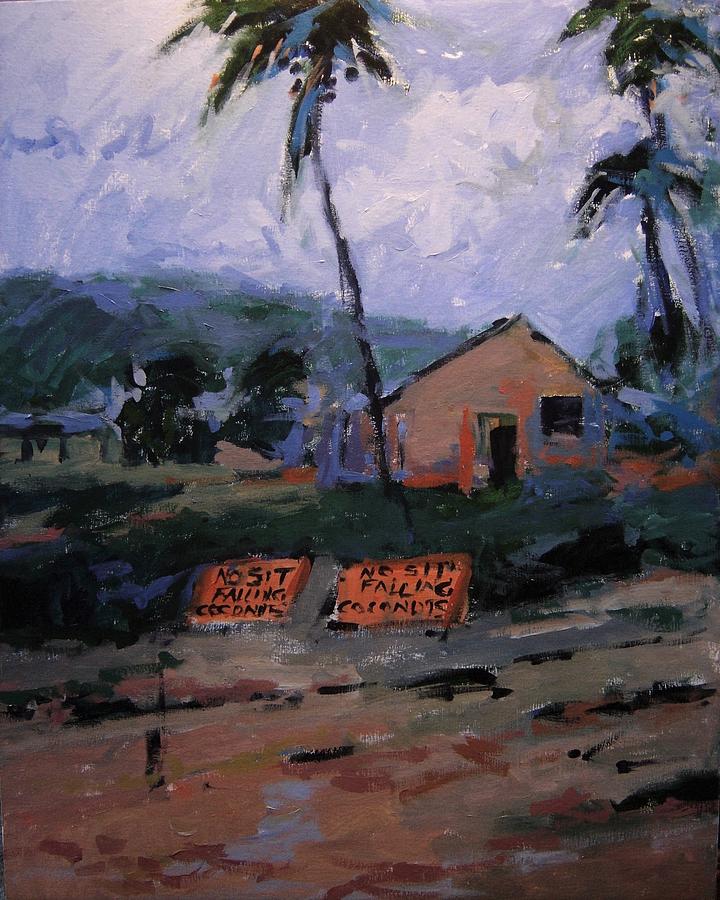 No sit falling coconuts Painting by R W Goetting