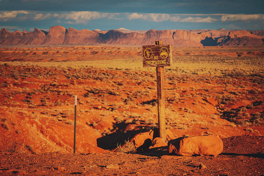 Nature Photograph - No Trespassing Sign In Monument Valley by Cavan Images