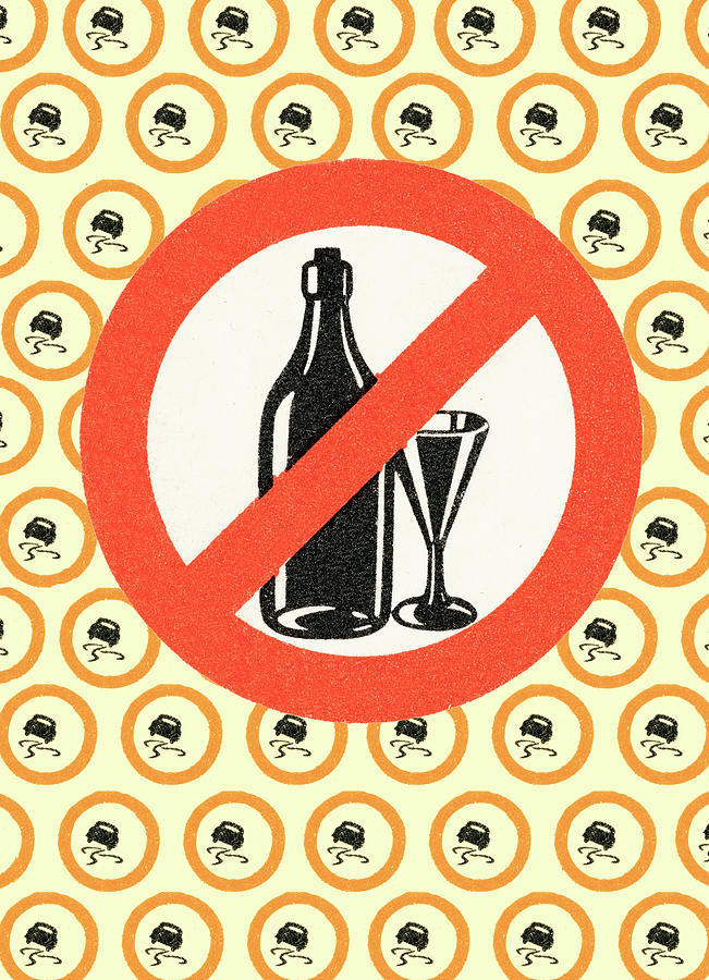 Vintage Drawing - No wine drinking by CSA Images