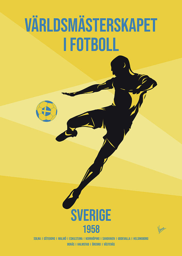 Football Digital Art - No06 My 1958 Sweden Soccer World Cup poster by Chungkong Art