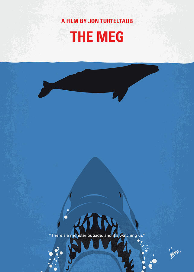 Jaws Digital Art - No985 My MEG minimal movie poster by Chungkong Art