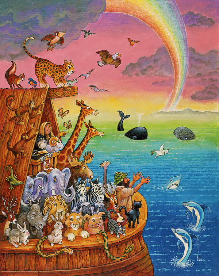 Animal Painting - Noah & The Rainbow by Bill Bell