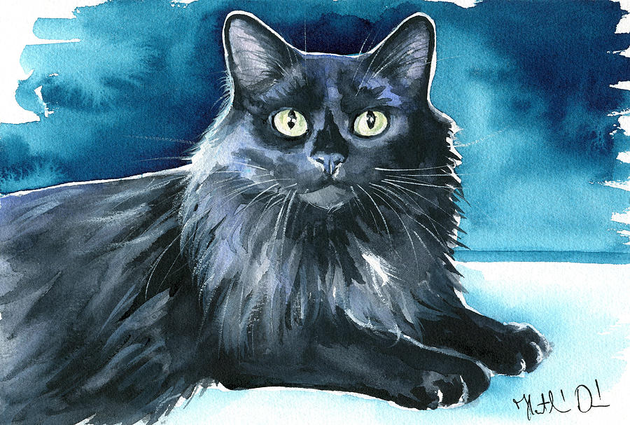 Cat Painting - Noah Black Cat Painting by Dora Hathazi Mendes