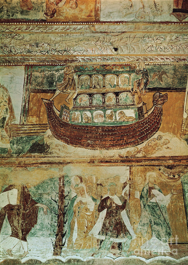 Romanesque Painting - Noahs Ark During The Flood, C.1100 by French School