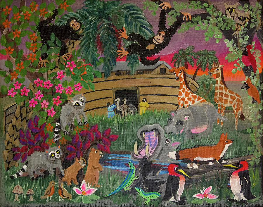 Jungle Painting - Noahs Ark - panel 1 by Carol Salas