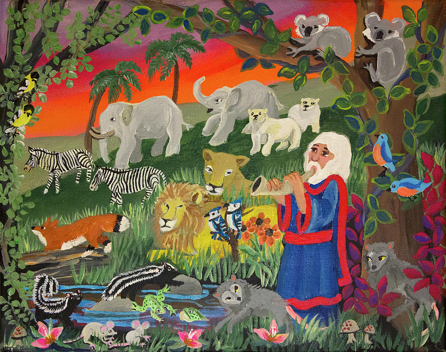 Animal Painting - Noahs Ark - panel 2 by Carol Salas