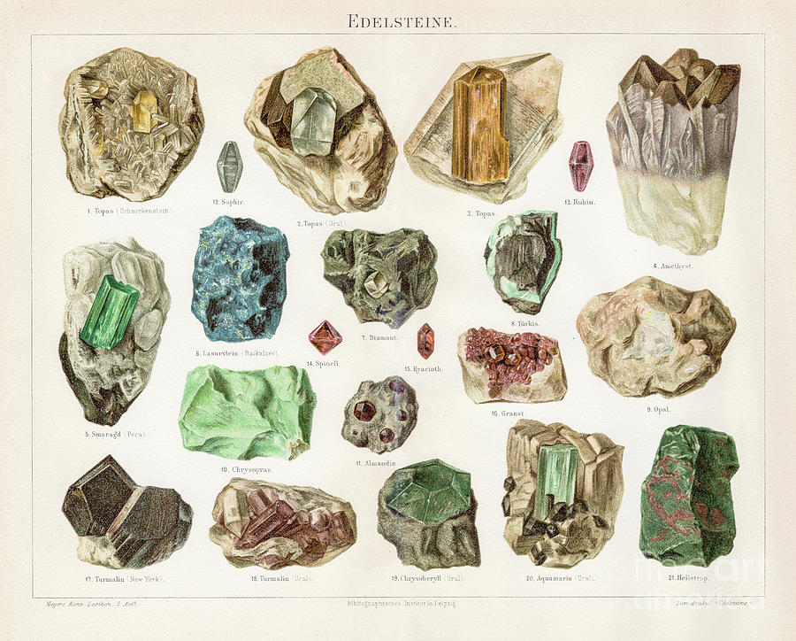 Noble Stones Chromolithograph 1895 Digital Art by Thepalmer