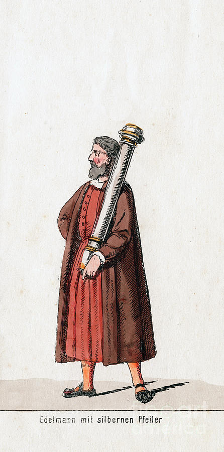 Nobleman With Silver Column, Costume Drawing by Print Collector