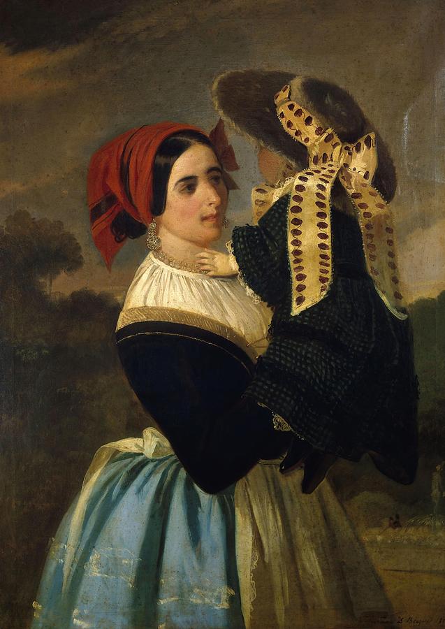 Nodriza pasiega, 1856, Oil on canvas, 96,5 x 70,5 cm, CE0047. Painting by Valeriano Dominguez Becquer -1834-1870-