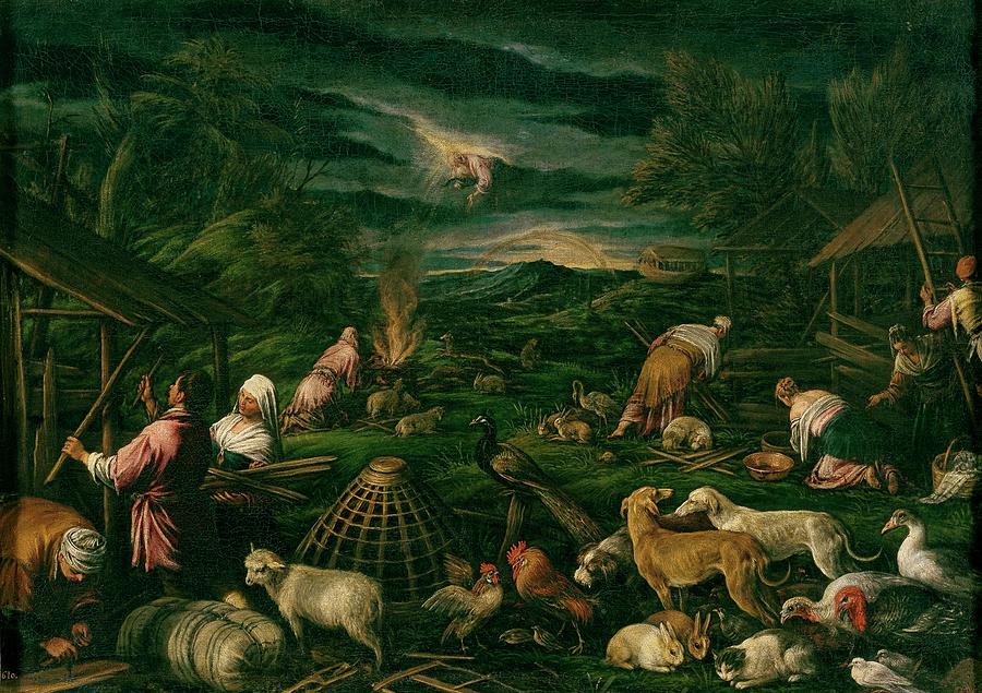 Noe despues del Diluvio, Second half 16th century, Italian Schoo... Painting by Jacopo Bassano -c 1510-1592-