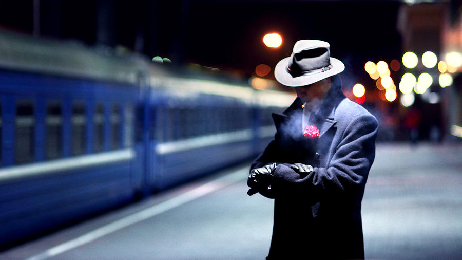 noir, cyrill theodoroff, retro,noir,hat,person,station,portrait,smoking,smo...
