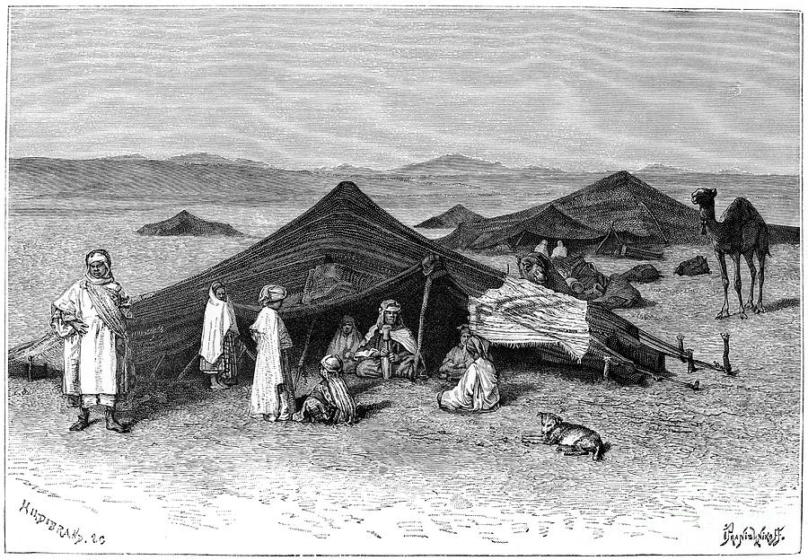Nomad Encampment, Sahara, C1890. Artist Drawing by Print Collector