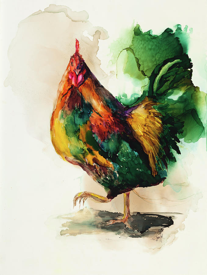 Chicken Painting - None Of Your Business Why Im Crossing The Road by Art By Leslie Franklin